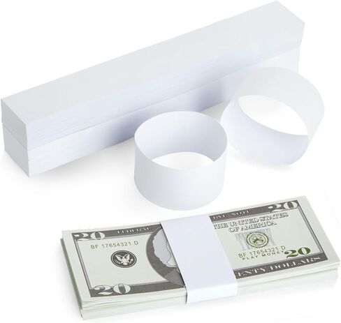 Juvale 900-Pack Money Bands for Cash, Blank Self-Adhesive Currency Straps, Bill Wrappers (White, 7.8x1.2 In) in Kuwait