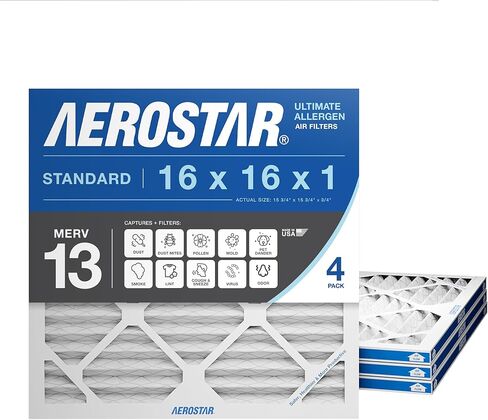 فلتر هواء مطوي موديل Aerostar 16x16x1 MERV 8 ، مرشح هواء فرن AC ، 4 عبوات (الحجم الفعلي: 15 3/4 بوصة × 15 3/4 بوصة × 3/4 بوصة) in Saudi Arabia