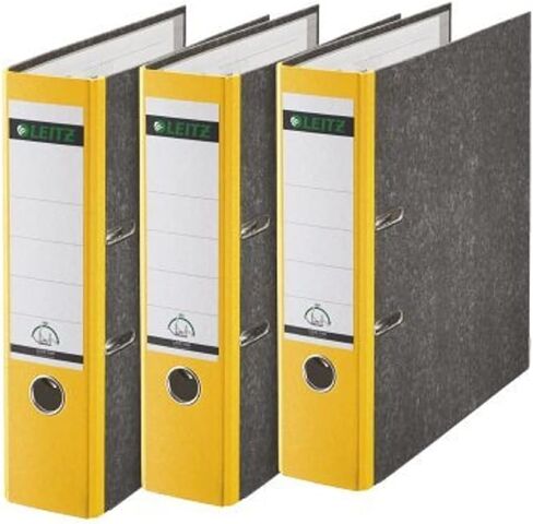 Leitz 180° A4 Board Lever Arch File 80mm Yellow - Pack of 3 in Saudi Arabia
