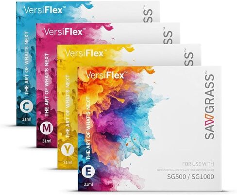 حبر Sawgrass VersiFlex 70910 CMYE - لطابعة VersiFlex فقط - حبر غير قابل للذوبان ناعم الملمس للحصول على نتائج احترافية على القماش والخشب - نقل نظيف وحاد - ديكور، هدايا، تي شيرت - 4 عبوات، 31 مل in Kuwait