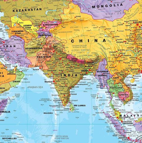 Maps International خريطة العالم العملاقة - خريطة العالم الضخمة - 46 × 80 - مغلفة بالكامل - محدثة 2025 in Kuwait
