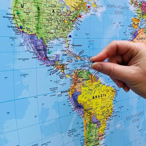Maps International خريطة العالم العملاقة - خريطة العالم الضخمة - 46 × 80 - مغلفة بالكامل - محدثة 2025 in Kuwait