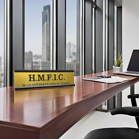 Fucker in Charge Desk Nameplate Sign - 8x2" Executive Desk Nameplate Gag Gifts for Men,Boss, Manager, and Coworker - Office Accessories funny desk signs in Kuwait