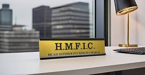 Fucker in Charge Desk Nameplate Sign - 8x2" Executive Desk Nameplate Gag Gifts for Men,Boss, Manager, and Coworker - Office Accessories funny desk signs in Kuwait