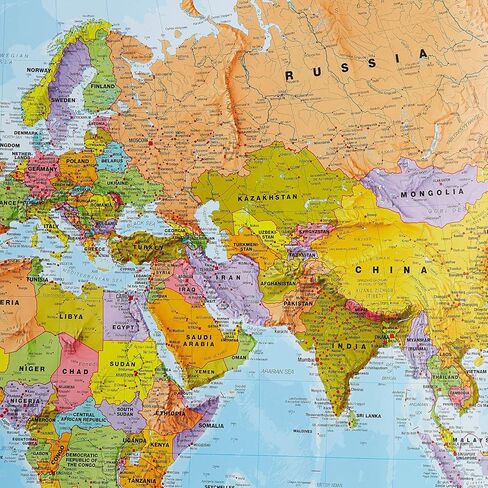 Maps International خريطة العالم العملاقة - خريطة العالم الضخمة - 46 × 80 - مغلفة بالكامل - محدثة 2025 in Kuwait