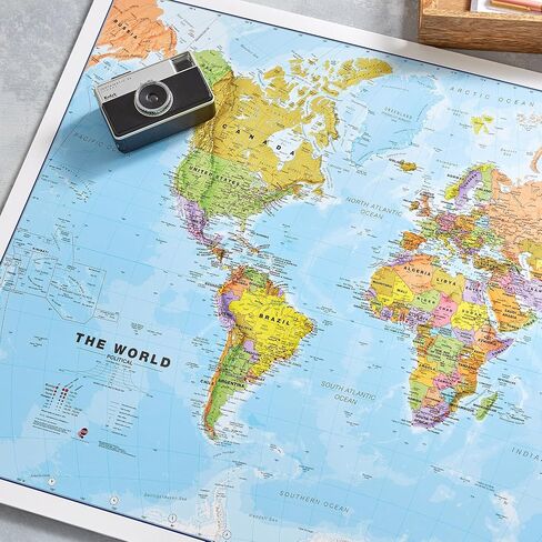 Maps International خريطة العالم العملاقة - خريطة العالم الضخمة - 46 × 80 - مغلفة بالكامل - محدثة 2025 in Kuwait