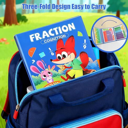 STEM Magnetic Fraction Demonstration Book for Kids with 152 Pcs Math Fraction Magnets Tiles and Disc Set Educational Math Learning Manipulatives Set in Kuwait