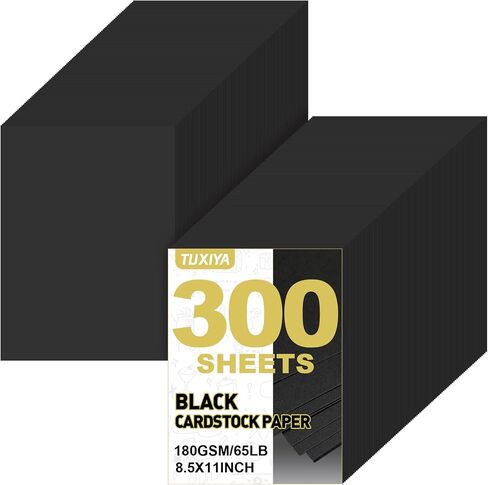 300 ورقة من ورق البطاقات السوداء، ورق بطاقات مقاس 8.5 × 11 بوصة، ورق طابعة بطاقات 180 GSM/65LB للفنون والدعوات وبطاقات DIY والألوان المائية والمشروعات اليدوية in Saudi Arabia