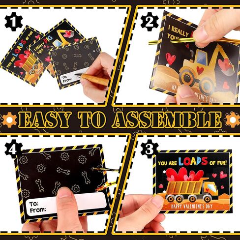 PullCrease 30 مجموعة عيد الحب مركبات البناء بطاقات عيد الحب مجموعة 30 ألعاب شاحنة البناء 30 عيد الحب مدرسة الفصول الدراسية تبادل بطاقات المعايدة لحفل البناء تفضل الهدايا in Kuwait