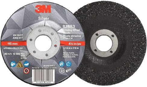 Cubitron II Silver Grinding Wheel, Depressed Center – Quick Change for Right Angle Grinder – 4.5" diam. x 1/4" Thick x 5/8-11" Thread – Type 27 – 87397 – Pack of 10 in Kuwait