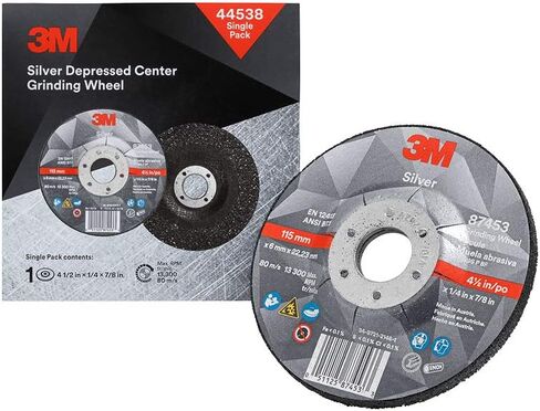 Cubitron II Silver Grinding Wheel, Depressed Center – Quick Change for Right Angle Grinder – 4.5" diam. x 1/4" Thick x 5/8-11" Thread – Type 27 – 87397 – Pack of 10 in Kuwait