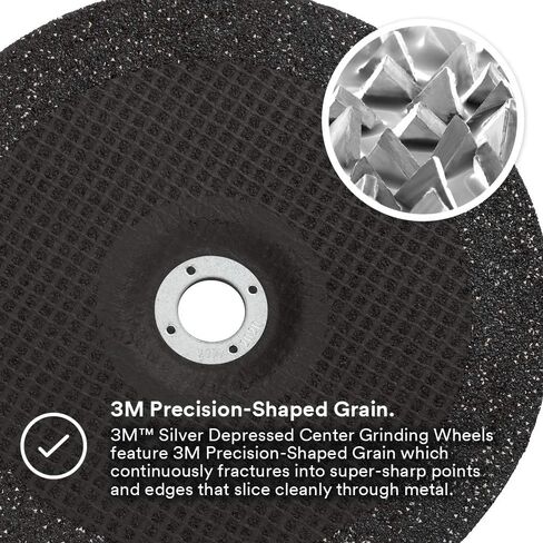 Cubitron II Silver Grinding Wheel, Depressed Center – Quick Change for Right Angle Grinder – 4.5" diam. x 1/4" Thick x 5/8-11" Thread – Type 27 – 87397 – Pack of 10 in Kuwait