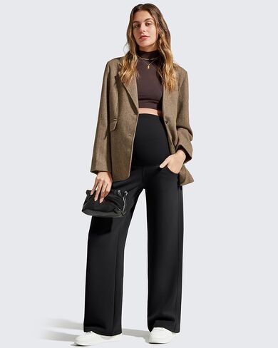 G4Free Smoofit Modal Soft Maternity Pants with Pockets Over The Belly Pregnancy Wide Leg Sweatpants in Saudi Arabia