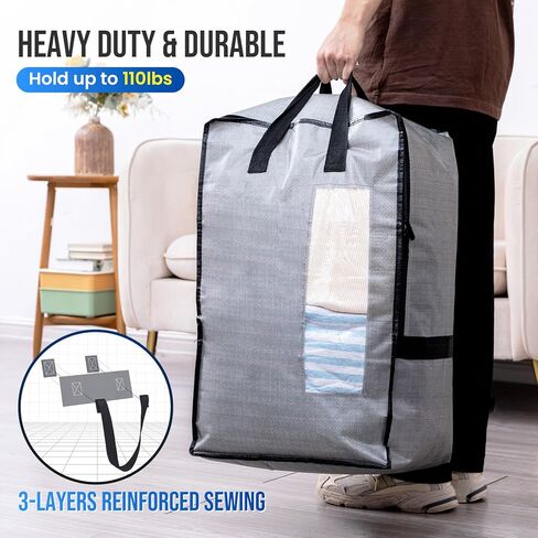 TAILI 2 Pack Gray Moving Bags w/Adjustable Backpack Straps, Moving Supplies, Moving Boxes Alternative, Heavy Duty Storage Totes for College Packing, Camping Backpack for Travel, Dorm, Laundry in Kuwait