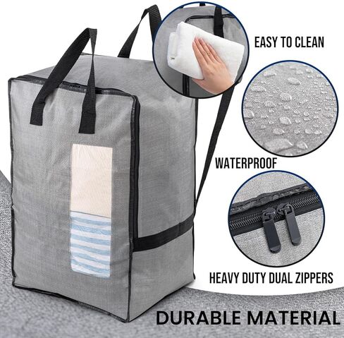 TAILI 2 Pack Gray Moving Bags w/Adjustable Backpack Straps, Moving Supplies, Moving Boxes Alternative, Heavy Duty Storage Totes for College Packing, Camping Backpack for Travel, Dorm, Laundry in Kuwait