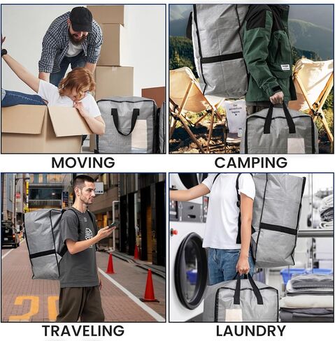 TAILI 2 Pack Gray Moving Bags w/Adjustable Backpack Straps, Moving Supplies, Moving Boxes Alternative, Heavy Duty Storage Totes for College Packing, Camping Backpack for Travel, Dorm, Laundry in Kuwait