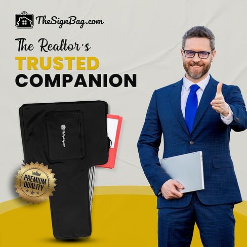 TheSignBag — Real Estate Sign Bag — Holds up to 15 × 18×24 Open House Signs for Real Estate with Stakes | Heavy-Duty Nylon Organizer Bag for Real Estate Agent Supplies, Open House Sign Storage in Saudi Arabia