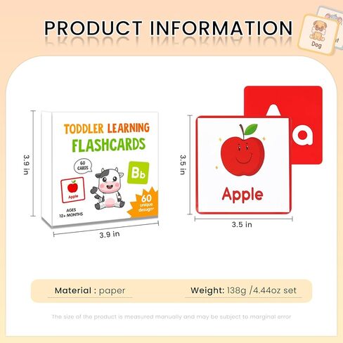 60-Pack Educational Learning Cards - 3.5 x 3.5in Alphabet, Shapes, Colors & Number Flashcards for Early Learning in Saudi Arabia