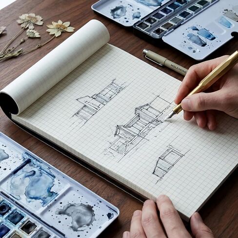 MUKLEI 12 حزمة من وسادات ورق الرسم البياني، 5 × 8 بوصة، وسادات ورقية شبكية مقاس 5 × 8 بوصة، مفكرة صغيرة مسطرة للرسم البياني للمكتب والمنزل، 80 ورقة/وسادة، أسود in Saudi Arabia
