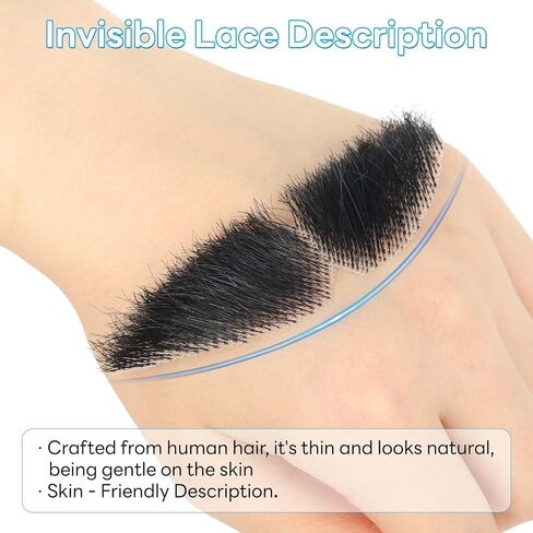 Realistic Mustache, Human Hair Fake Beard, Handcrafted Beards with Invisible Lace, Facial Hair for Cosplay and Halloween (Brown) in Saudi Arabia