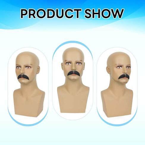 Realistic Mustache, Human Hair Fake Beard, Handcrafted Beards with Invisible Lace, Facial Hair for Cosplay and Halloween (Brown) in Saudi Arabia