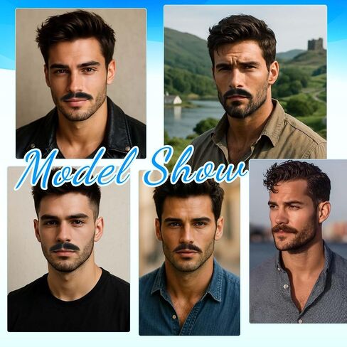 Realistic Mustache, Human Hair Fake Beard, Handcrafted Beards with Invisible Lace, Facial Hair for Cosplay and Halloween (Brown) in Saudi Arabia