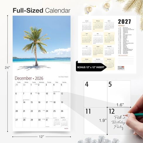 RED EMBER Untamed & Beautiful Beaches 2026 Wall Calendar 12 Month | Thick & Sturdy Paper | Holiday Gift | Tropical Beach Calendar 2026 in Saudi Arabia