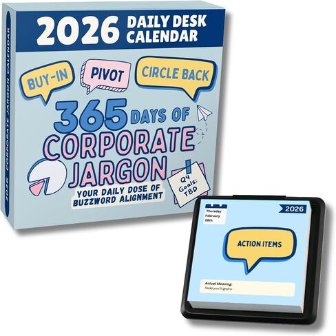 Corporate Jargon Desk Calendar 2026 - Gifts for Coworkers, Page a Day Calendar with 365 Days of Jargon and Buzzwords, White Elephant Gifts for Adults, Stocking Stuffers, Funny Christmas Gifts in Saudi Arabia