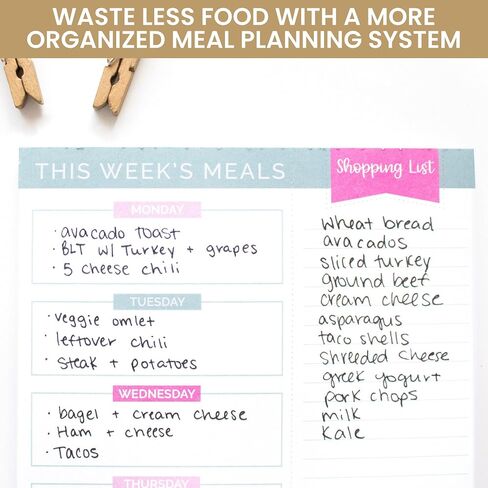 bloom daily planners Weekly Meal Planning Pad - Magnetic Hanging Refrigerator Menu Planner with Tear-Off Sheets & Perforated Grocery Shopping Lists - 6" x 9" (Pink & Teal) in Saudi Arabia