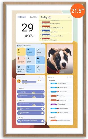 ApoloSign 21.5" Digital Calendar: Dual Mode Calendar with Google Play & Multi-calendar Sync, Electronic Planner & Chore Chart, Smart Touchscreen, Interactive Display for Family Schedules (Teak Wood, 21.5-inch) in Saudi Arabia