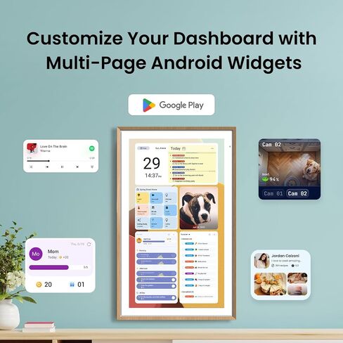 ApoloSign 21.5" Digital Calendar: Dual Mode Calendar with Google Play & Multi-calendar Sync, Electronic Planner & Chore Chart, Smart Touchscreen, Interactive Display for Family Schedules (Teak Wood, 21.5-inch) in Saudi Arabia