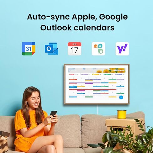 ApoloSign 21.5" Digital Calendar: Dual Mode Calendar with Google Play & Multi-calendar Sync, Electronic Planner & Chore Chart, Smart Touchscreen, Interactive Display for Family Schedules (Teak Wood, 21.5-inch) in Saudi Arabia