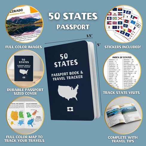 50 States Travel Tracker Journal - Mark Off The States You've Visited with Flag Stickers & US Travel Map with Push Pin Stickers - Gift Idea For RVers and Travelers in Saudi Arabia