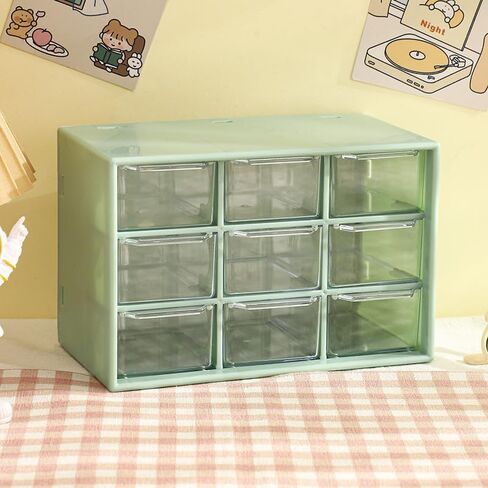 Desk Organizers Box with 9 Compartments – Plastic Desktop Drawer Storage Box, Storing Organizer for Hardware, Beads, Makeup, Office, and Craft Storagew(Green) in Saudi Arabia