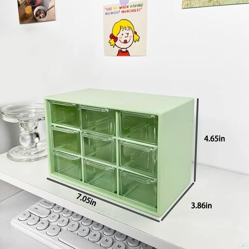 Desk Organizers Box with 9 Compartments – Plastic Desktop Drawer Storage Box, Storing Organizer for Hardware, Beads, Makeup, Office, and Craft Storagew(Green) in Saudi Arabia