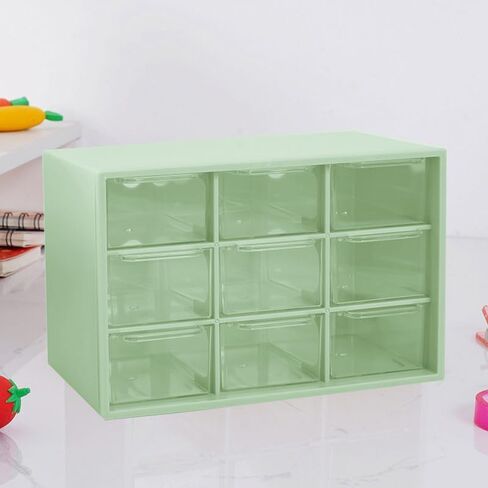 Desk Organizers Box with 9 Compartments – Plastic Desktop Drawer Storage Box, Storing Organizer for Hardware, Beads, Makeup, Office, and Craft Storagew(Green) in Saudi Arabia
