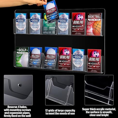 Eersida Acrylic Brochure Pamphlet Holder Brochure Display Stand Business Tri Fold Multi Slot Holder Rack Wall Mount Clear Pocket Space Saver for Flyer Literature Menu Advertise(12 Pockets) in Saudi Arabia