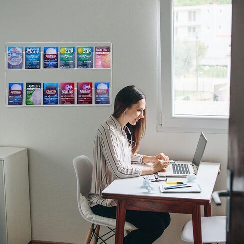 Eersida Acrylic Brochure Pamphlet Holder Brochure Display Stand Business Tri Fold Multi Slot Holder Rack Wall Mount Clear Pocket Space Saver for Flyer Literature Menu Advertise(12 Pockets) in Saudi Arabia