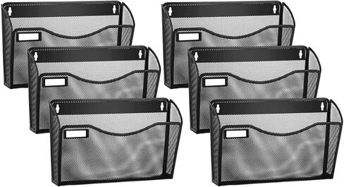 samstar 6 Pack Mesh Wall Mounted File Holder Metal Wall File Pocket Mail Organizer for Office/Home(with Label Panel) in Saudi Arabia