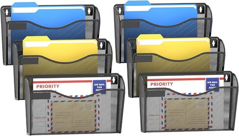 samstar 6 Pack Mesh Wall Mounted File Holder Metal Wall File Pocket Mail Organizer for Office/Home(with Label Panel) in Saudi Arabia
