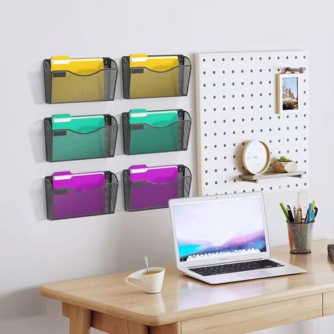 samstar 6 Pack Mesh Wall Mounted File Holder Metal Wall File Pocket Mail Organizer for Office/Home(with Label Panel) in Saudi Arabia