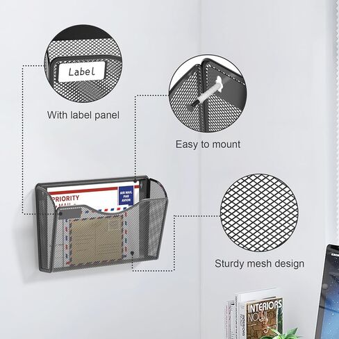 samstar 6 Pack Mesh Wall Mounted File Holder Metal Wall File Pocket Mail Organizer for Office/Home(with Label Panel) in Saudi Arabia