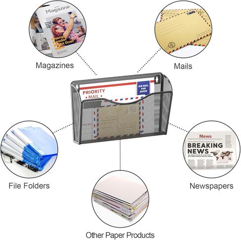 samstar 6 Pack Mesh Wall Mounted File Holder Metal Wall File Pocket Mail Organizer for Office/Home(with Label Panel) in Saudi Arabia
