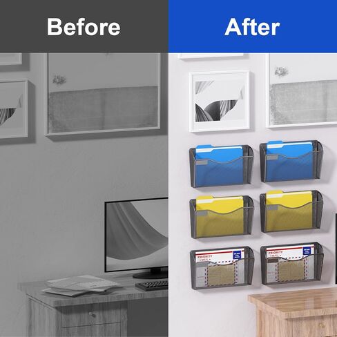 samstar 6 Pack Mesh Wall Mounted File Holder Metal Wall File Pocket Mail Organizer for Office/Home(with Label Panel) in Saudi Arabia