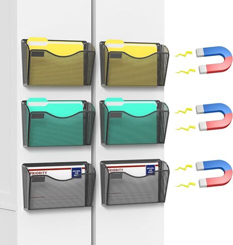 samstar 6 Pack Mesh Wall Mounted File Holder Metal Wall File Pocket Mail Organizer for Office/Home(with Label Panel) in Saudi Arabia