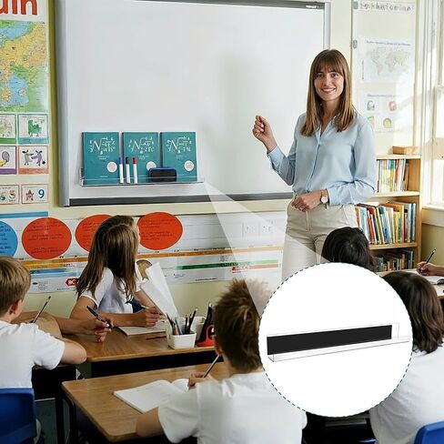 قطعتان من رف الكتب المغناطيسي للسبورة البيضاء، رف عرض كتب أكريليك قابل لإعادة الاستخدام مع قدرة امتصاص قوية، حامل كتب مغناطيسي لثلاجة الفصل الدراسي والأطفال والمدرسين، شفاف in Saudi Arabia