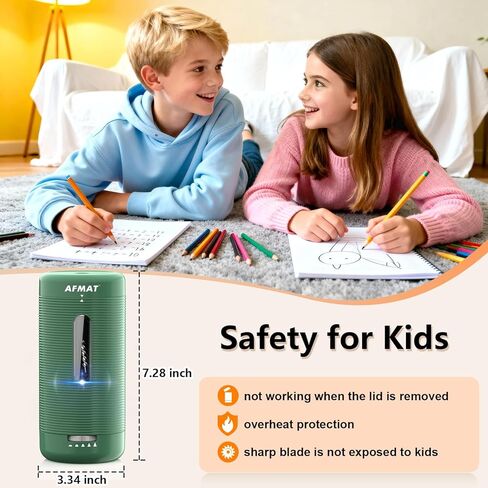 مبراة أقلام رصاص كهربائية من AFMAT، مبراة أقلام رصاص أوتوماتيكية بالكامل، دخول وخروج تلقائي، مبراة قابلة لإعادة الشحن بدون استخدام اليدين للأقلام الكبيرة والملونة (6.5-12 مم)، محمولة للمنزل/الفصل الدراسي/المكتب PSC2 in Kuwait