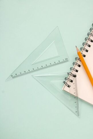 Student Geometry Ruler Set 20cm - 4 PCS Transparent Math Tools (Straight Ruler+2 Triangles+Protractor) - Durable Plastic School Supplies for Classroom in Saudi Arabia