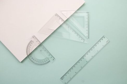 Student Geometry Ruler Set 20cm - 4 PCS Transparent Math Tools (Straight Ruler+2 Triangles+Protractor) - Durable Plastic School Supplies for Classroom in Saudi Arabia