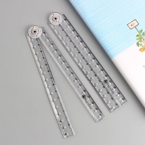 1PC Foldable Ruler,Shatterproof Acrylic Triangle Rulers Set, Portable & Space-Saving Measuring Tool for Student Geometry, Office Work, Engineers and Artists (Transparent) in Saudi Arabia